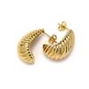 Pendientes de botón con diseño en espiral de oro de 18 quilates, estilo retro francés, con superficie curva grande en forma de C, para mujer, de alta calidad.