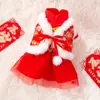 Vestido tipo chaleco de dos piezas falsas estilo Año Nuevo Otoño e Invierno para Perros Pequeños, Vestido Cálido Otoño e Invierno para Gatos, Ropa de Año Nuevo