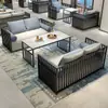 Nuevo Sofá con Asientos de Cabina Estilo Chino, Mesas y Sillas para Casa de Té, Sofá para Habitación Privada de Hotel/Casa de Huéspedes, Juego de Sofá de Hierro Forjado para Restaurante de Té, Asiento Doble