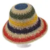 Sombrero de Paja Tejida Arcoíris de Ala Ancha para Mujer, Sombrero de Sol para Exteriores de Verano, Sombrero de Pescador Hueco para la Playa