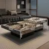 Mesa de café minimalista de piedra estilo italiano, Muebles modernos de lujo ligero para sala de estar, Sofá Lawrence de combinación cuadrada para apartamentos pequeños de alta gama