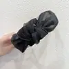 Faixa de Cabeça de Renda com Bolinhas Retro Europeia e Americana de Aba Larga para Mulheres com Laço, Coroa Alta, Faixa Alargada para Lavar o Rosto, Acessório de Cabelo