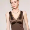 Chaleco térmico de satén cepillado para mujer de principios de otoño, ropa interior moldeadora de otoño e invierno con sujetador incorporado, top adelgazante