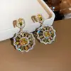 Juego de Joyería de Pulsera, Pendientes y Anillo de Zirconia con Piedra de Color Electrochapada en Oro Real de 18 Quilates, Joyería de Lujo Ligero de Gama Alta para Mujeres