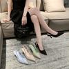 Sandalias de Tacón Alto Cerradas Inspiradas en Chanel Estilo Francés para Mujer, Nuevo Modelo Otoño 2025, Tacón Fino, Punta Fina, Tacones Altos sin Cierre