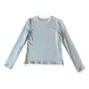 Camiseta de Manga Larga con Cuello Redondo y Letras para Mujer, Diseño de Doble Capa en Color Contrastante, Suave como la Seda y Ligeramente Holgada, Novedad Primavera 2026 H030805