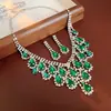 Aretes Colgantes Collar con Colgante de Gota de Agua con Pedrería Trabajo Pesado Exquisito Lujo Cadena para Clavícula Conjunto para Vestido de Banquete Venta al por Mayor Directa de Fábrica