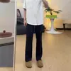 Suministrado directamente por el fabricante, pantalones para hombre de seda helada con dobladillo curvo, corte limpio, con una caída de alta calidad, corte ajustado, pantalones ligeramente acampanados, pantalones casuales de otoño