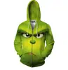 Sudadera con capucha y cremallera 3D para hombre, nueva para Navidad y Halloween 2025, Cosplay