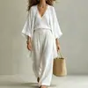 Outono/Inverno 2026 Amazon Novo Comércio Transfronteiriço Europeu e Americano Algodão e Linho Moda Casual Conjunto de Três Peças com Colete Estola e Calças
