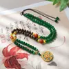 Nuevo Collar de Estilo Nacional Chino con Jade de Vidrio y Colgante de Calabaza Chapado en Oro, Cadena Larga de Palo de Rosa Vintage, Accesorio para Qipao de Mujer