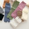 Calcetines de encaje de dos dedos Calcetines de dos dedos Calcetines para los dedos Calcetines de punta dividida Calcetines de algodón Cuatro estaciones Media pantorrilla Estilo japonés de dos dedos Primavera Otoño Largos Chanclas