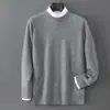 Suéter Baicai Rong Otoño/Invierno Nuevo de Lana Pura para Hombre Liso Cuello Redondo Tejido de Punto Estilo Old Money Versátil Tejido Base