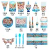 Luca Luca Suministros para Fiestas Set de Decoración Verano Amistad Vasos de Papel para Niños Mantel Platos de Papel Platos para Cena de Cumpleaños Mesa