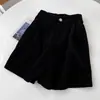 Shorts de Pana Vintage para Mujer Otoño e Invierno 2023 Nuevos de Cintura Alta Adelgazantes de Pierna Ancha Casual Pequeños