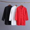 26 Ropa de Otoño de Algodón y Lino para Mujer Nueva Retro Nuevo Estilo Chino Cuello Alto Botón Cosido a Mano Camisa Top Chaqueta de Mujer