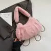 Bolsa de Peluche Otoño e Invierno Estilo Coreano Nueva Moda Bolso de Hombro de Cadena Estilo Diario Versátil Bolso Cruzado de Media Luna