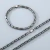 Versátil Collar con Hebilla Estilo Japonés Moda Tendencia Cadena en Forma de U de 4.5 mm Electrochapado al Vacío Set de Pulseras para Hombre de Acero de Titanio
