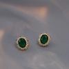 Pendientes para Mujer, Estilo Coreano y Japonés, Verde Esmeralda, Modernos, Sencillos, Elegantes, Celebridad de Internet, Diseño de Nicho, Pendientes de Tachuela de Zirconia para Mujer