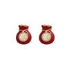 Pendientes de perlas de farolillo rojo festivos de Año Nuevo para mujer, estilo chino, elegantes y combinables, joyería para las orejas de celebridades de Internet.