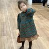 Falda para Niña con Patrón de Olas, Falda Larga de Corte A con Lana de Cordero, Vestido Forrado de Polar, Nuevo Estilo Invierno 2026, Ropa Infantil de Comercio Exterior