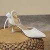 Tacones Altos de Aguja de Punta Estilo Hada Delgado para Mujer 2025 Verano Nuevo Sandalias de Perlas de Punta Francesa