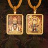 [Manjusri Quinto Maestro Tridimensional de Doble Cara] Latón Dorado Chapado Montaña Wutai Dragón Quinto Maestro Thangka Tridimensional Manjusri Caja Gawu