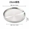 Plato de Acero Inoxidable, Plato Redondo de Doble Capa Engrosado, Múltiples Especificaciones, Plato para Comer Estilo Occidental, Uso Comercial en Restaurantes, Recubrimiento de Color Dorado y Plateado, Venta al por Mayor