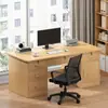 Escritorio de oficina, escritorio ejecutivo, diseño simple y moderno, con cerradura, juego de escritorio y silla de oficina, estación de trabajo con múltiples cajones