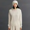 2025 Nueva Sudadera con Capucha y Cordón de Cachemira Holgada para Mujer, Suéter Retro de Punto Trenzado con Capucha