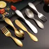 Vajilla Infantil de Acero Inoxidable 304, Cuchara y Tenedor para Comida Complementaria de Bebé, Cuchara Doméstica, Lindo Juego de Cuchillo y Tenedor para Postre