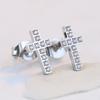 Brincos Transfronteiriços Europeus e Americanos 6mm Simples Aço Titânio Cruz Aço Inoxidável Cravejado com Zircônia Brincos Acessórios Elegantes Versátil Atacado
