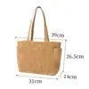 Nova Bolsa Tote com Padrão de Veludo da Runhui, Bolsa de Ombro Feminina, Veludo Cotelê Moda Simples Versátil Bolsa de Mão para o Dia a Dia