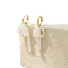 Pendientes Largos de Perla con Borlas Estilo Francés para Cara Fina Moda Elegante Perla de Imitación Pendientes Pequeños Frescos de Verano para Mujer