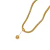 Moda 18K ouro e titânio aço brincos pingente brincos longos personalidade simples esferas contas retro todos-combinar acessórios de deslocamento