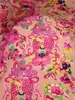 Tela de Algodón y Seda Estampada Digitalmente de Verano, Tela Suave de Algodón y Seda con Estampado Floral de Plantas para Pijama, Tela de Algodón Artificial Multicolor