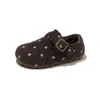 Zapatos Birkenstock de Lunares para Niños 2026 Otoño/Invierno Nuevo Estilo Mori-kei Más Terciopelo Cálido Retro para Niñas Suela Suave Versátiles Zapatos de Algodón