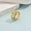 Anillo de Diamante Galvanizado Bicolor Transfronterizo Europeo y Americano Estilo Ins Nicho Anillo Exagerado con Forma de Gota de Agua Anillo Versátil de Moda
