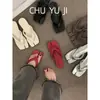 Primer Encuentro con el Elegante Diseño de la Temporada: Sandalias Chanclas Rojas para Mujer, Moda Verano 2026 Zapatos de Playa, Suela Plana