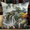 Almohada Sofá Sala de Estar Estilo Nuevo Chino Estilo Chino Buena Suerte Paisaje Cojín Cintura Respaldo Funda de Almohada Oficina
