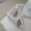 Pendientes de hoja azules y blancos de Corea del Sur con pasador de plata S925, pendientes de hoja, pendientes súper de hada, frescos, de celebridad de internet, elegantes para mujer