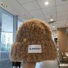 Bonito sombrero de peluche para mujer otoño e invierno Nuevo oso circunferencia de cabeza grande mostrar cara pequeña sombrero de lana popular blanco tejido