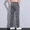 Pantalones casuales para hombre, delgados de verano, rectos, transpirables, deportivos, largos, modelo nuevo 2026, pantalones elásticos de seda helada, corte ajustado para hombre