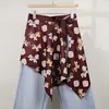 Nova Saia de Bainha Estampada de Street Style de Alta Qualidade, Essencial para Camadas com Amarração Lateral, Saia Sobreposição Estampada Paisley, Bolinhas e Leopardo