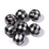 20 piezas/bolsa Cuentas de madera teñidas con estampado a cuadros y rayas color houndstooth redondas Accesorios para pulseras manuales Diy al por mayor
