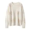 Suéter macio, glutinoso, emagrecedor, escovado 100% cashmere puro para mulheres, inverno, sensação preguiçosa, relaxada, espessado, tricô solto para mulheres, cinza