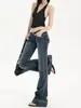 Jeans de tiro bajo estilo Yi Mengling para mujer 2026 nuevo diseño americano azul oscuro estilo chica hot pantalones micro acampanados