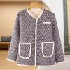Invierno nuevo estilo Chanel otoño e invierno abrigo acolchado de algodón para personas de mediana edad y mayores, chaqueta acolchada de algodón corta con forro polar grueso, abrigo acolchado de algodón cálido para mamá