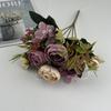 Rosa de Té de 5 Cabezas Flor Artificial Estilo Europeo Decoración para el Hogar Arreglo Floral Ramo Pequeño Capullo de Rosa de Té Flor Falsa Artificial Atuendo de Boda