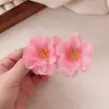 Novo Grampo de Cabelo Flor de Pessegueiro Rosa da Primavera Cabelo Fino Franja Lateral Doce Grampo de Bico de Pato Menina Fofa Flor